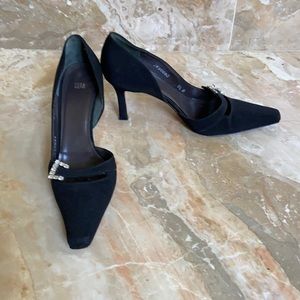 Pointed Toe Kitten Heels w/ Rhinestone Detail